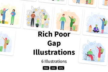 Écart entre riches et pauvres Pack d'Illustrations