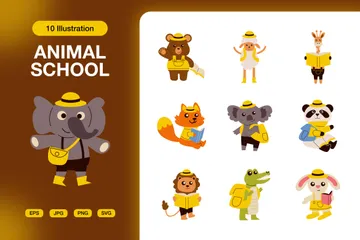 École d'animaux Pack d'Illustrations