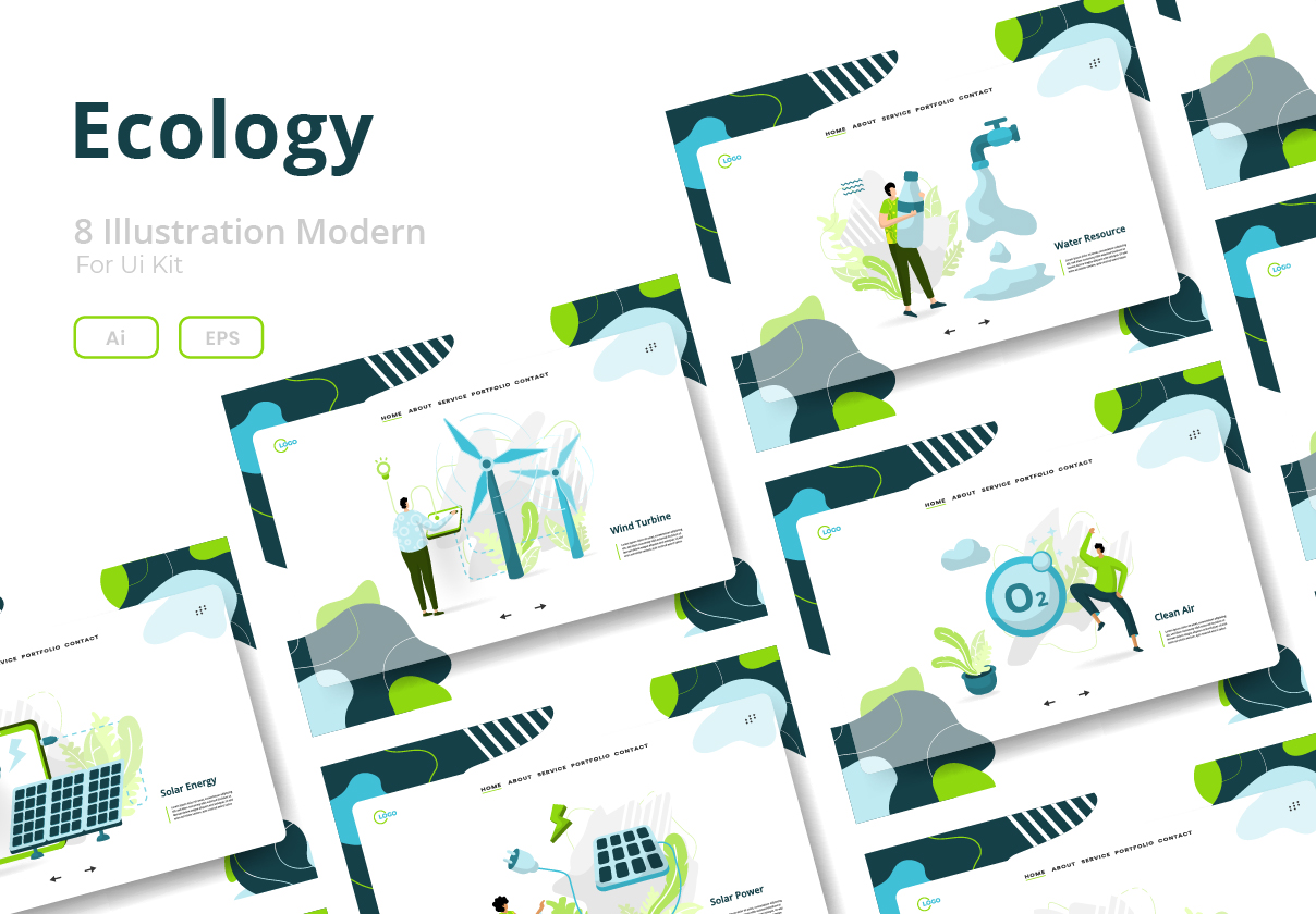 Premium Ecology Sets Illustration Illustration pack from Nature ...