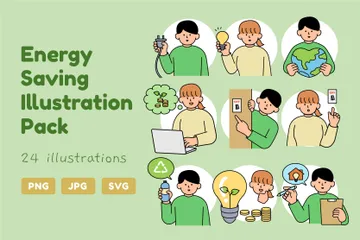 Economia de energia Pacote de Ilustrações
