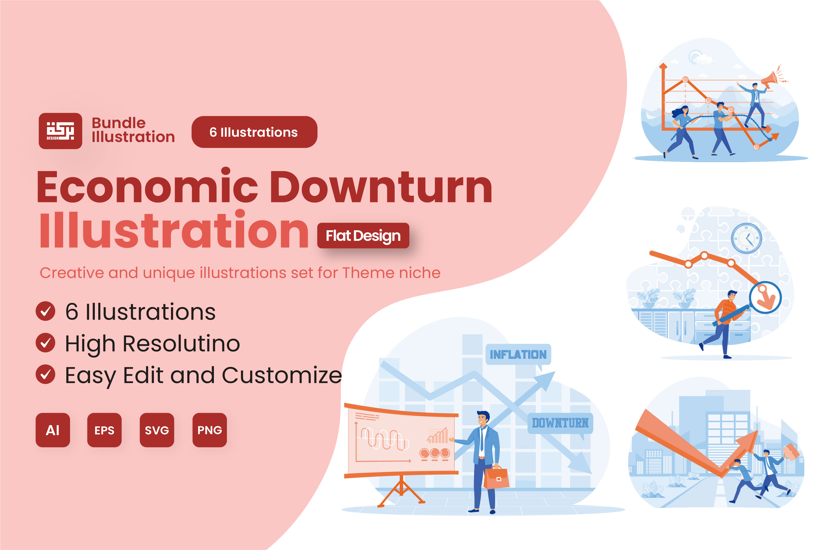 Economic Downturn Illustration Pack - 6 Free Download Business ...