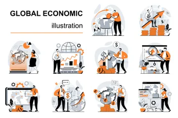 Economia Global Pacote de Ilustrações