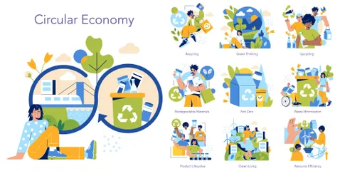 Économie Circulaire Pack d'Illustrations