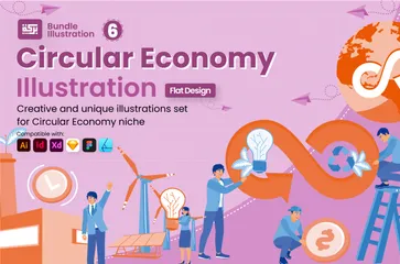 Économie Circulaire Pack d'Illustrations