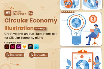 Économie Circulaire Pack d'Illustrations