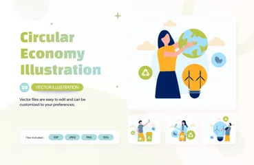 Économie Circulaire Pack d'Illustrations