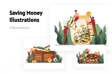Economizando dinheiro Pacote de Ilustrações