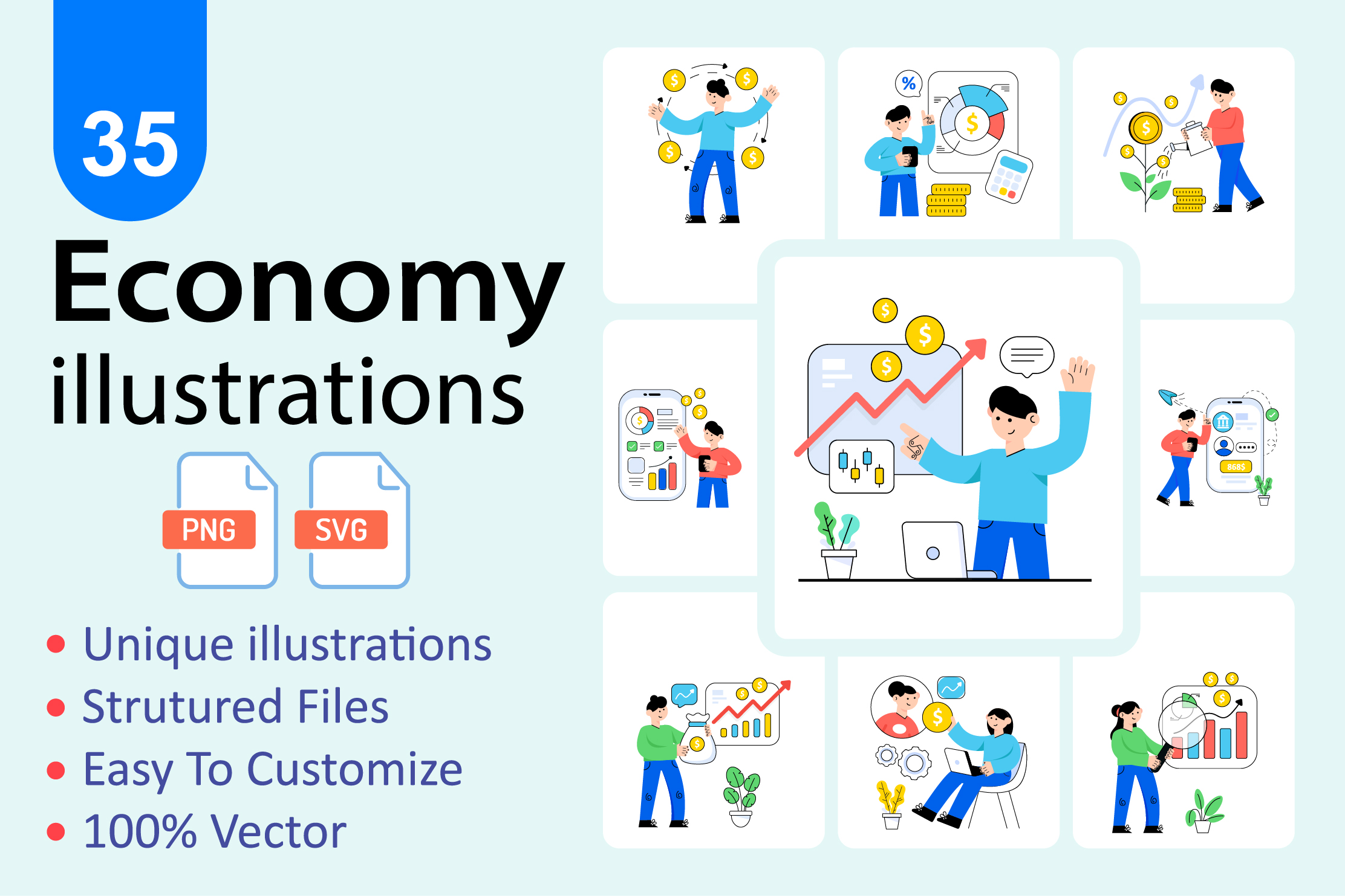 Economy Illustration Pack - 35 Business Illustrations 