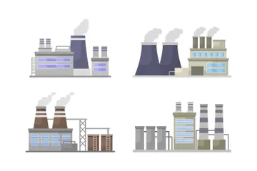 Edifícios de usinas de energia Pacote de Ilustrações