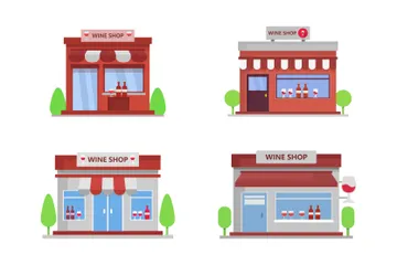 Edifícios de Lojas de Vinhos Pacote de Ilustrações