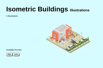 Edificios isométricos Paquete de Ilustraciones