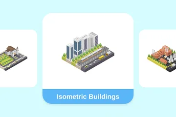 Edificios isométricos Paquete de Ilustraciones