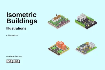 Edifícios Isométricos Pacote de Ilustrações