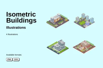 Edifícios Isométricos Pacote de Ilustrações