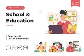 Escola e educação online Pacote de Ilustrações