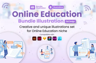 Educação online Pacote de Ilustrações