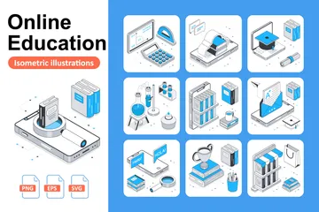 Educação online Illustration Pack