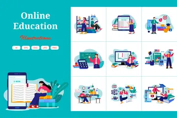 Educación en línea Illustration Pack