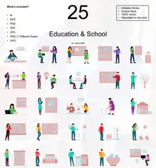 Educación y escuela Illustration Pack