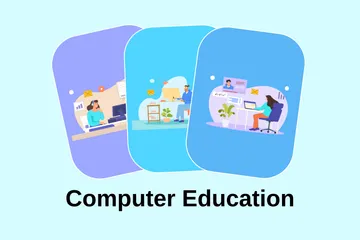 Educación informática Illustration Pack