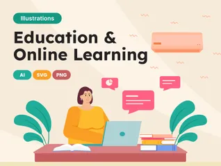 교육 및 온라인 학습 일러스트레이션 팩
