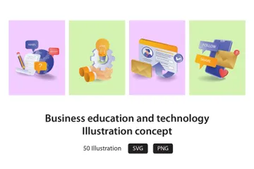 Éducation commerciale et technologie Pack d'Illustrations