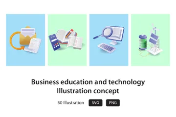 Éducation commerciale et technologie Illustration Pack