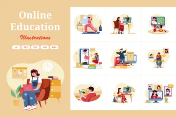 Éducation en ligne Pack d'Illustrations
