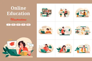 Éducation en ligne Pack d'Illustrations