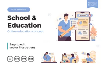 Éducation en ligne Pack d'Illustrations