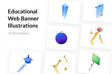 Educational Web Banner Illustration Pack