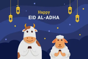 Eid Adha Mubarak Celebration Illustration Pack