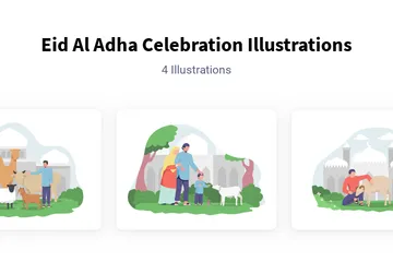 이드 알 아드하(Eid Al Adha) 축하 행사 일러스트레이션 팩
