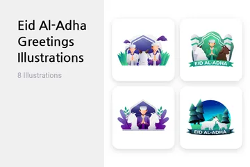 Eid Al-Adha Greetings Illustration Pack