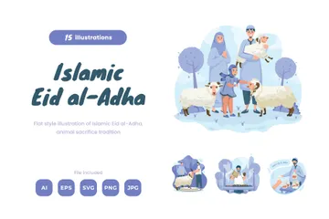 Islamic Eid Al-Adha Illustration Pack
