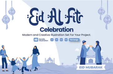 Eid Al Fitr Celebration Illustration Pack