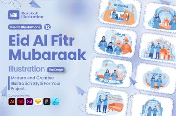 Eid Al Fitr Mubarak Illustration Pack
