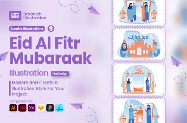 Eid Al Fitr Mubarak Illustration Pack