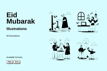 Eid Mubarak Illustration Pack