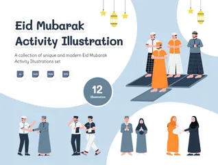 Eid Mubarak-Aktivität Illustrationspack