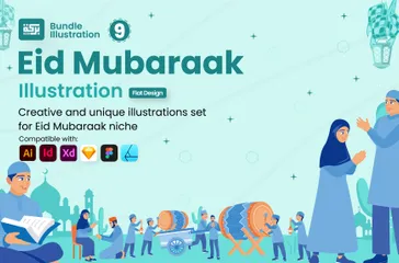 Eid Mubarak Illustration Pack