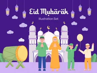 Eid Mubarak Illustration Pack