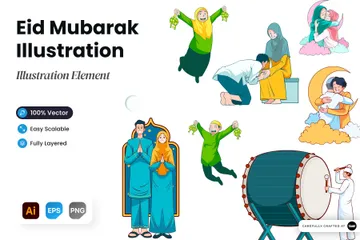 Eid Mubarak Illustration Pack