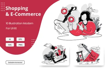 Einkaufen und E-Commerce Illustrationspack