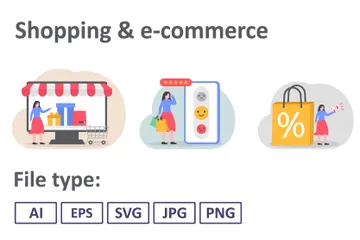 Einkaufen und E-Commerce Illustrationspack