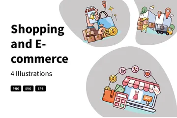 Einkaufen und E-Commerce Illustrationspack