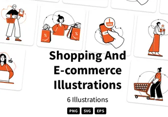 Einkaufen und E-Commerce Illustrationspack