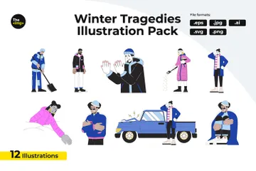 Eiskaltes Wetter Illustrationspack
