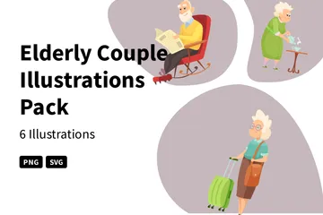 Elderly Couple Illustration Pack