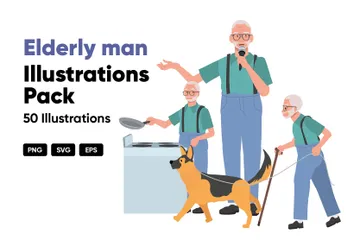 Elderly Man Illustration Pack